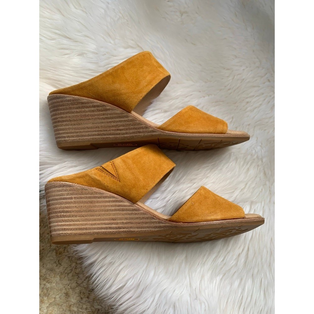 Women's Mustard Suede Double-Strap Sandal - Picture 6 of 8